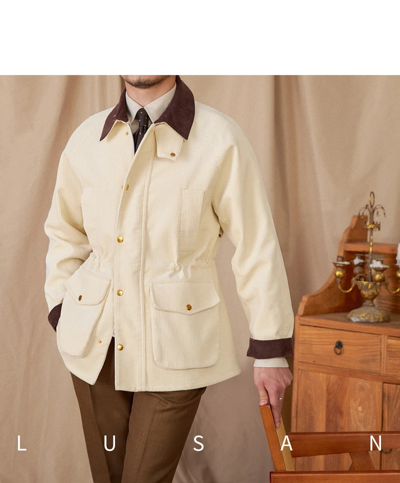 Autumn and Winter Warm Cotton Corduroy Jacket British Light Mature Slim-fit Hunting All-match Retro Jacket for Men