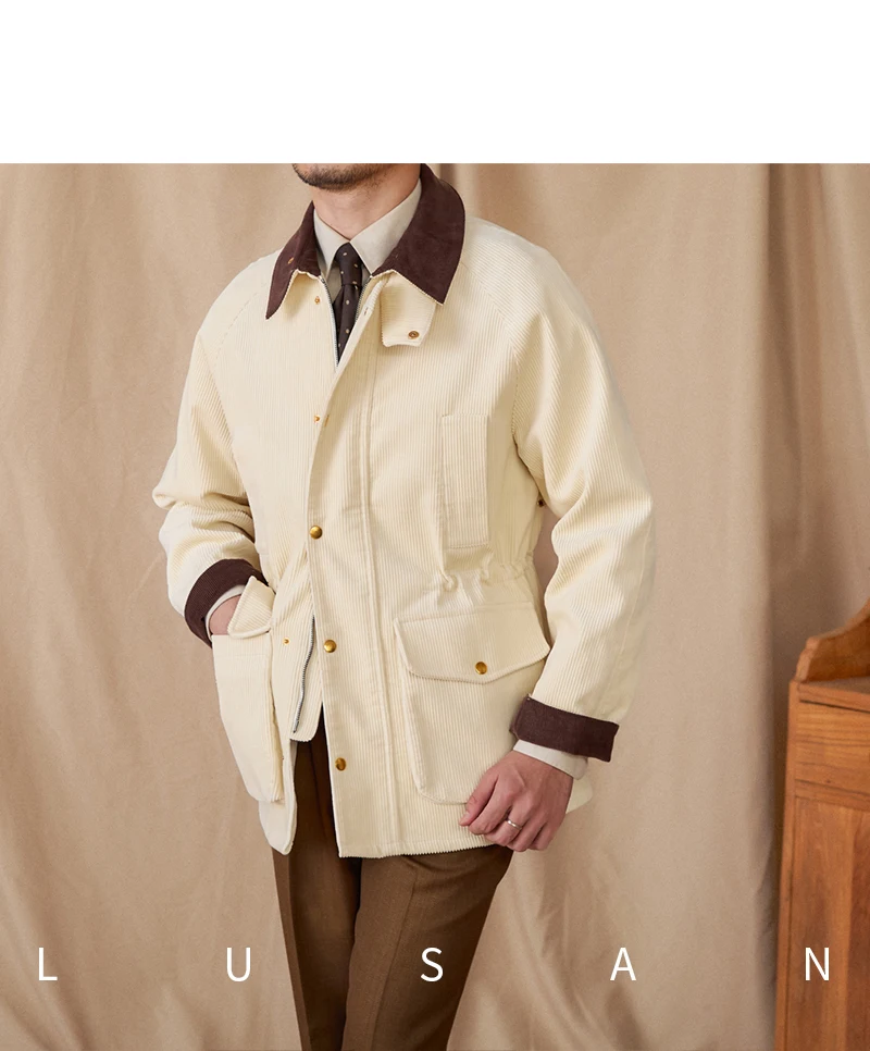 Autumn and Winter Warm Cotton Corduroy Jacket British Light Mature Slim-fit Hunting All-match Retro Jacket for Men