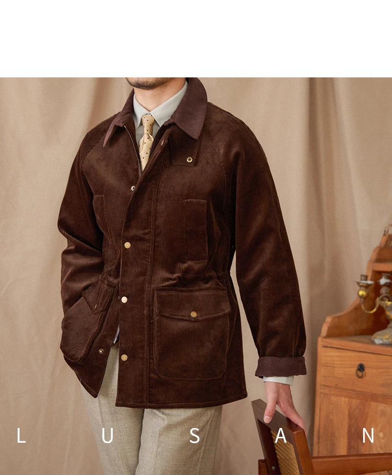 Autumn and Winter Warm Cotton Corduroy Jacket British Light Mature Slim-fit Hunting All-match Retro Jacket for Men