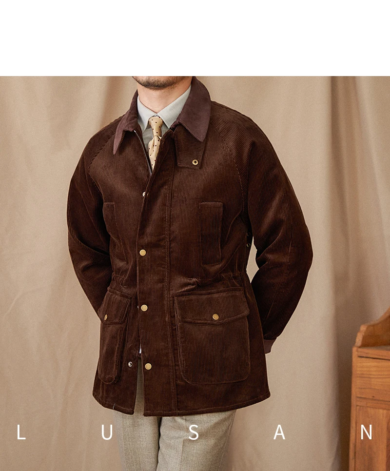 Autumn and Winter Warm Cotton Corduroy Jacket British Light Mature Slim-fit Hunting All-match Retro Jacket for Men