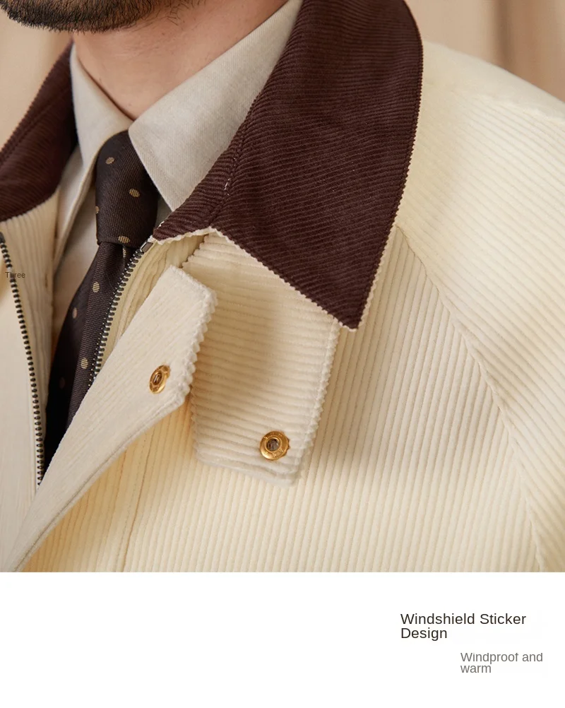 Autumn and Winter Warm Cotton Corduroy Jacket British Light Mature Slim-fit Hunting All-match Retro Jacket for Men