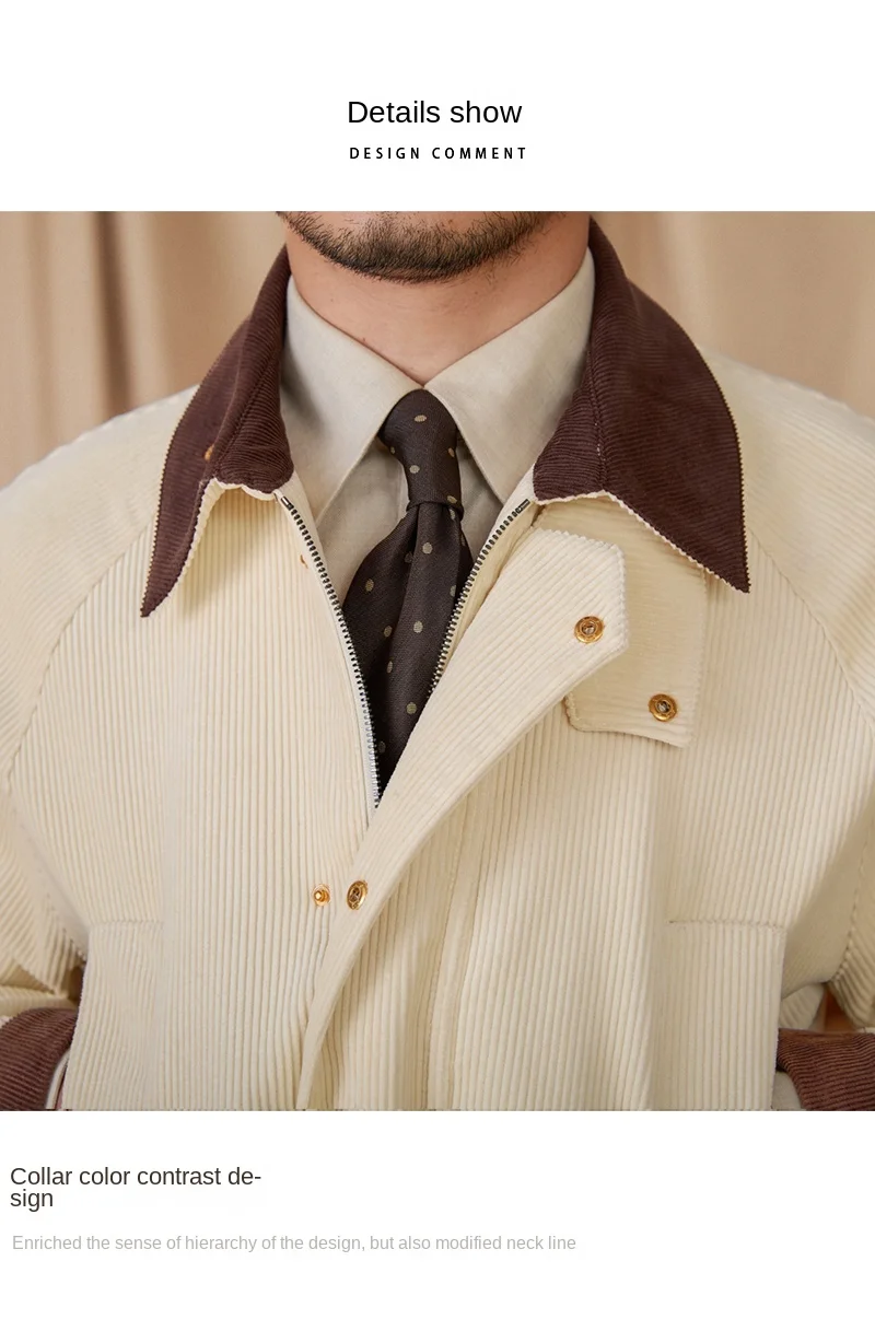 Autumn and Winter Warm Cotton Corduroy Jacket British Light Mature Slim-fit Hunting All-match Retro Jacket for Men