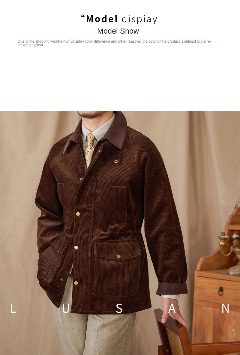 Autumn and Winter Warm Cotton Corduroy Jacket British Light Mature Slim-fit Hunting All-match Retro Jacket for Men