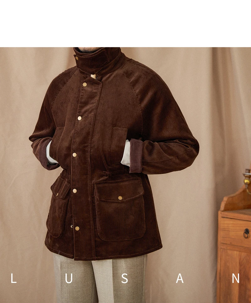 Autumn and Winter Warm Cotton Corduroy Jacket British Light Mature Slim-fit Hunting All-match Retro Jacket for Men