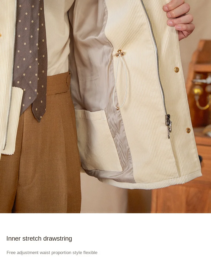 Autumn and Winter Warm Cotton Corduroy Jacket British Light Mature Slim-fit Hunting All-match Retro Jacket for Men