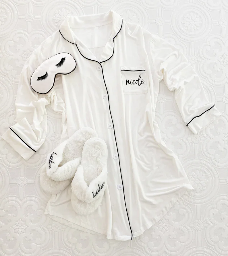 Bridesmaid Button Down Shirts Bridesmaid Sleep Shirts Bridesmaid Pajamas Monogram Bridesmaid Shirts Getting Ready Outfits