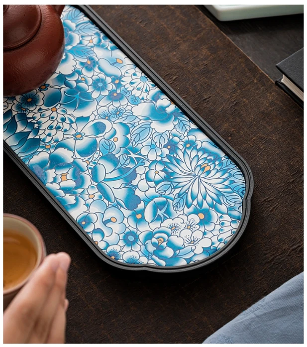 Chinese-style Ceramic Absorbent Dry Bubble Tray Coffee Table Tea Tray Tea Set Accessories Retro Tea Tray Home Decoration Modern