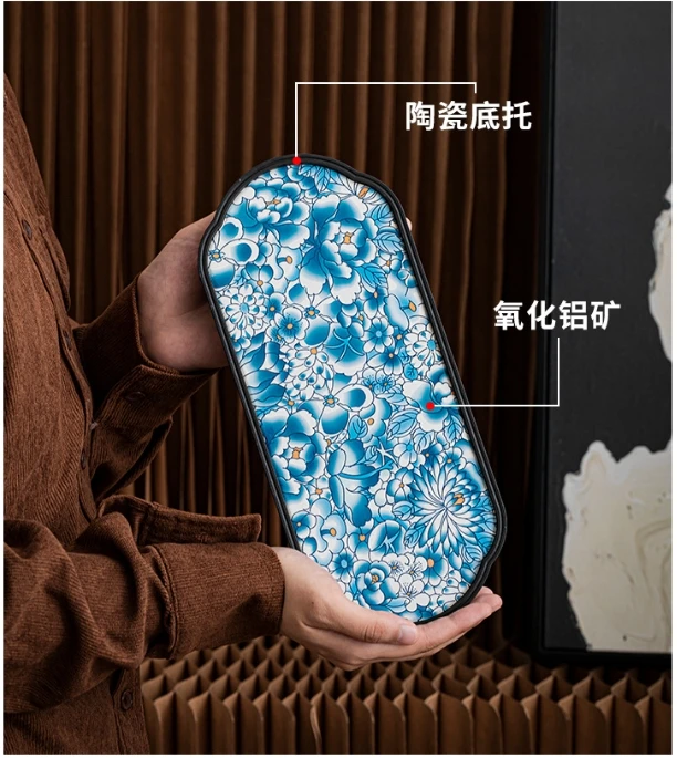 Chinese-style Ceramic Absorbent Dry Bubble Tray Coffee Table Tea Tray Tea Set Accessories Retro Tea Tray Home Decoration Modern