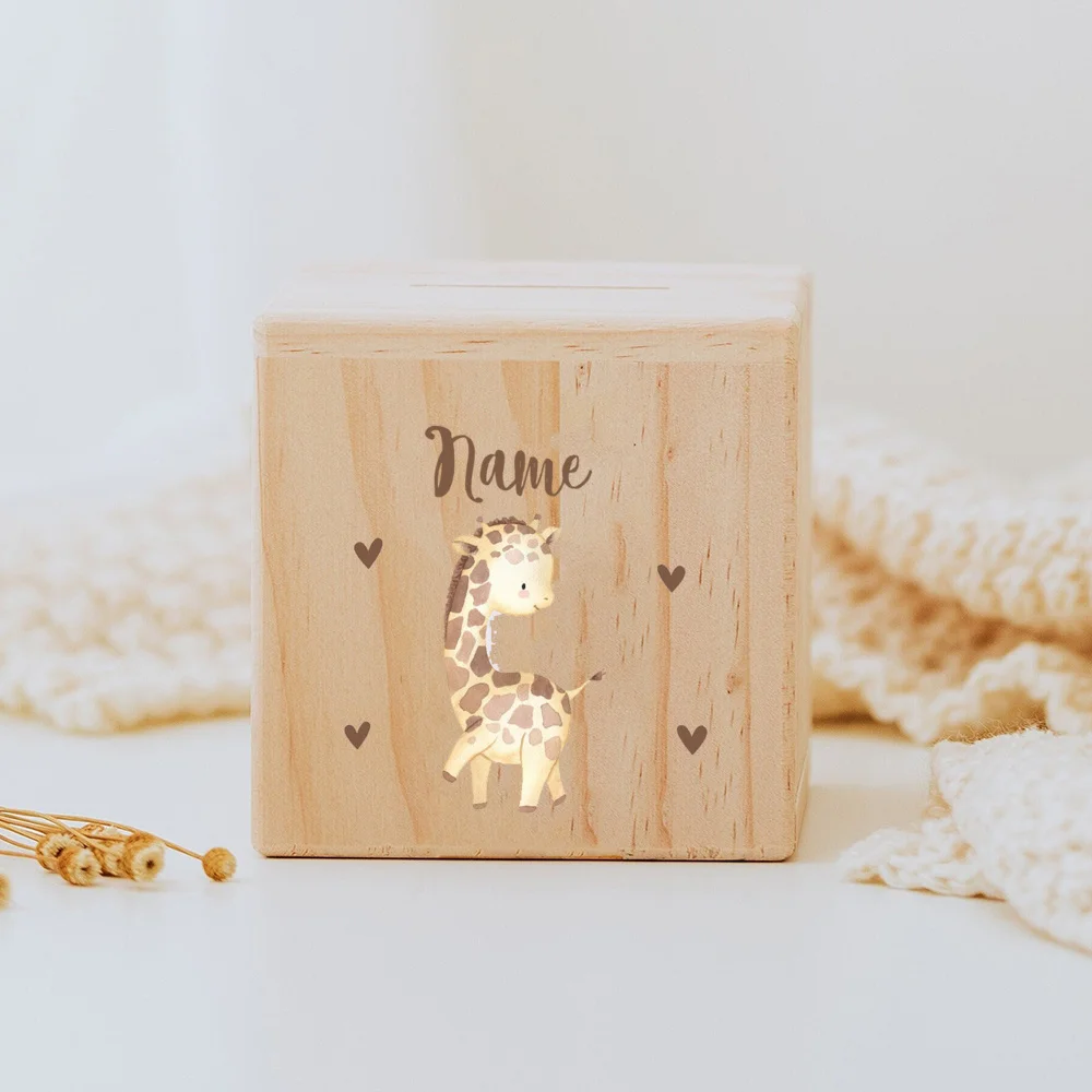 Money Box for Kids Personalized Fox and Lion Wooden Money Box Children Money Boxes with Animal Customized Piggy Bank Easter Gift