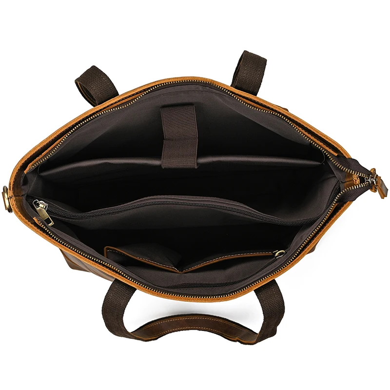 Luufan Genuine Leather Women‘s Tote Big Capacity Daily Business Handbag 14 inch PC Bag Female Large Travel Shoulder Message Bag
