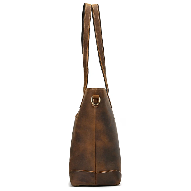 Luufan Genuine Leather Women‘s Tote Big Capacity Daily Business Handbag 14 inch PC Bag Female Large Travel Shoulder Message Bag