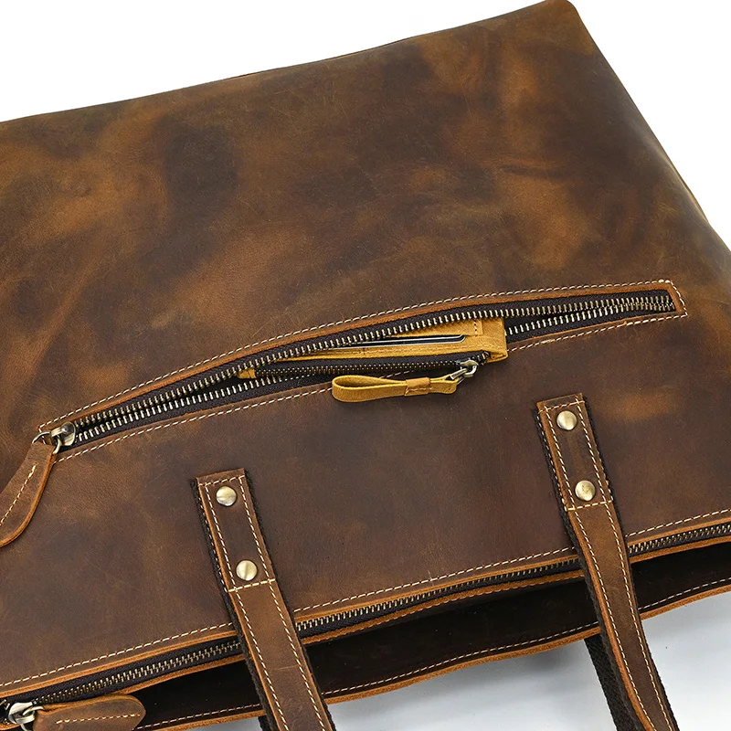Luufan Genuine Leather Women‘s Tote Big Capacity Daily Business Handbag 14 inch PC Bag Female Large Travel Shoulder Message Bag