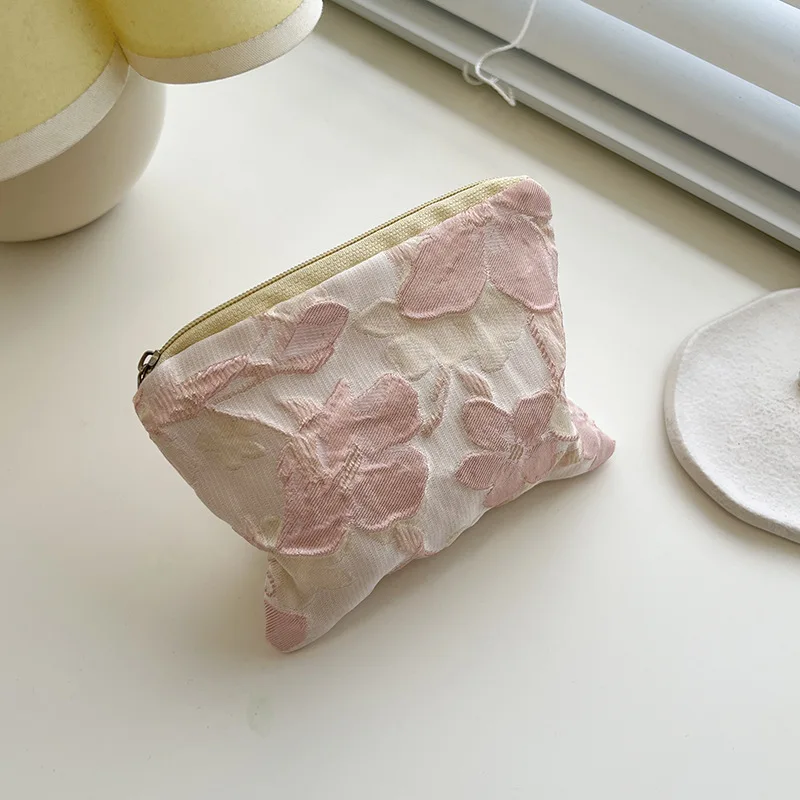 Mini Small Zipper Coin Purse Women Cute Floral Clutch Purse Lipstick Bag Key Wallet Lady Cotton Travel Makeup Storage Bag Pouch