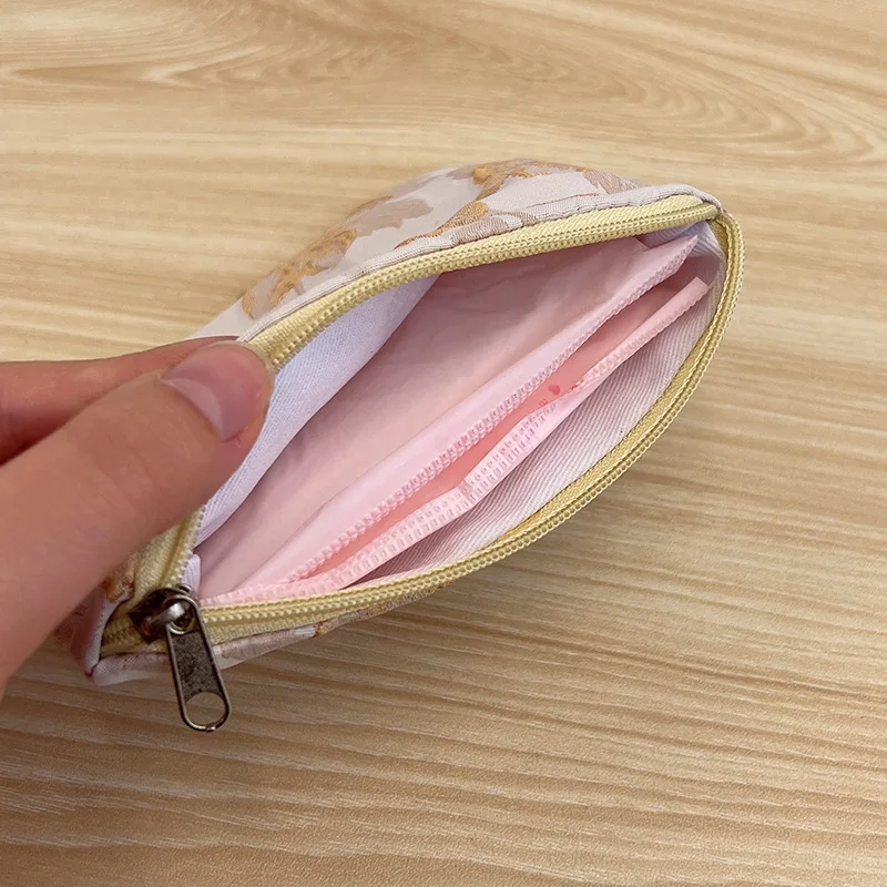 Mini Small Zipper Coin Purse Women Cute Floral Clutch Purse Lipstick Bag Key Wallet Lady Cotton Travel Makeup Storage Bag Pouch