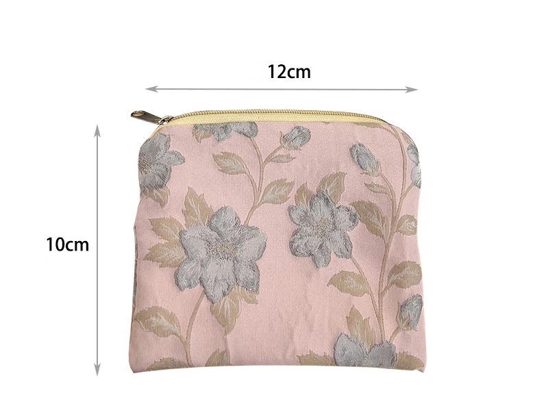 Mini Small Zipper Coin Purse Women Cute Floral Clutch Purse Lipstick Bag Key Wallet Lady Cotton Travel Makeup Storage Bag Pouch