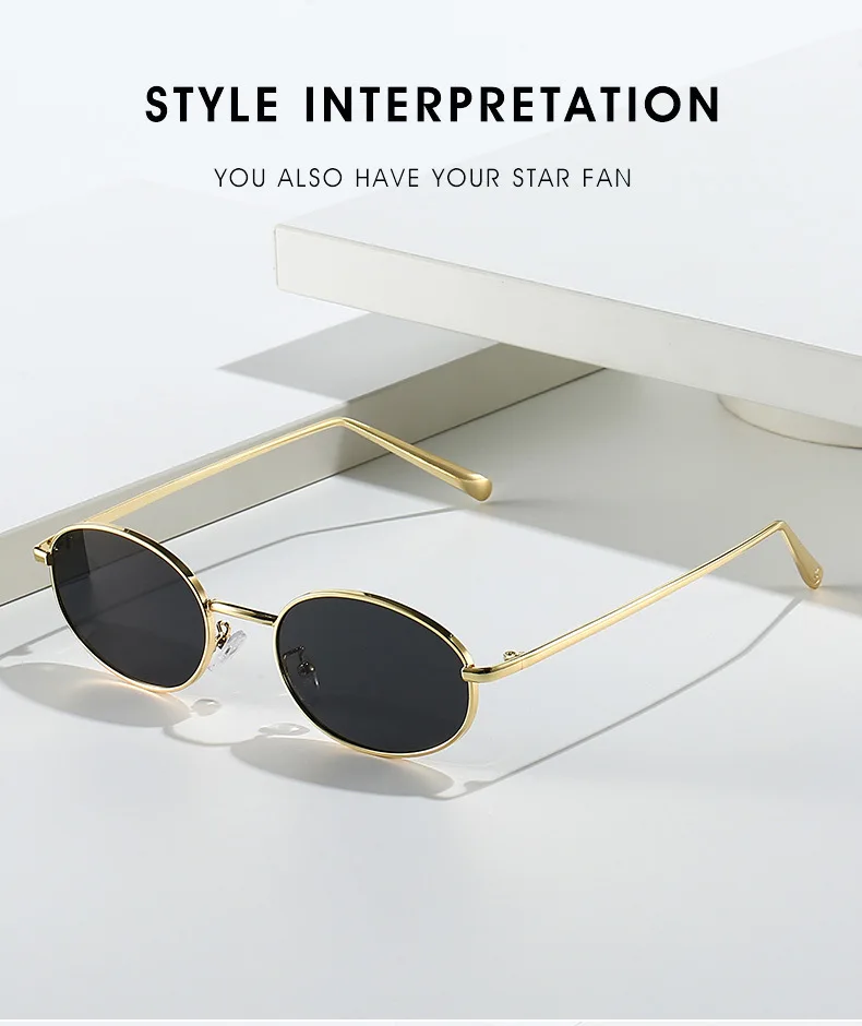 Oval Shape Sunglasses for Women Korean Fashion UV Protection Designer Sunglass Woman Beach Playing Men's Glasses