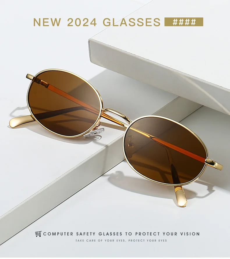 Oval Shape Sunglasses for Women Korean Fashion UV Protection Designer Sunglass Woman Beach Playing Men's Glasses