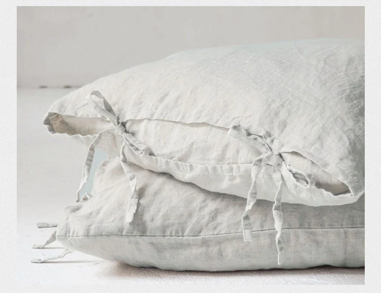 Solid Color Pure Linen Throw Pillow Case Euro Sham for Bed,Custom Size Bowknot Cushion Cover Decoration Pillowcase,Dark Blue