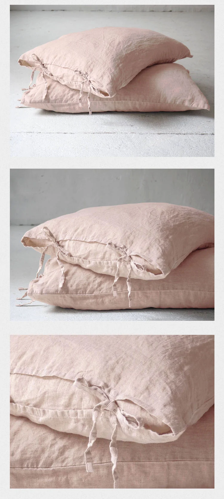 Solid Color Pure Linen Throw Pillow Case Euro Sham for Bed,Custom Size Bowknot Cushion Cover Decoration Pillowcase,Dark Blue
