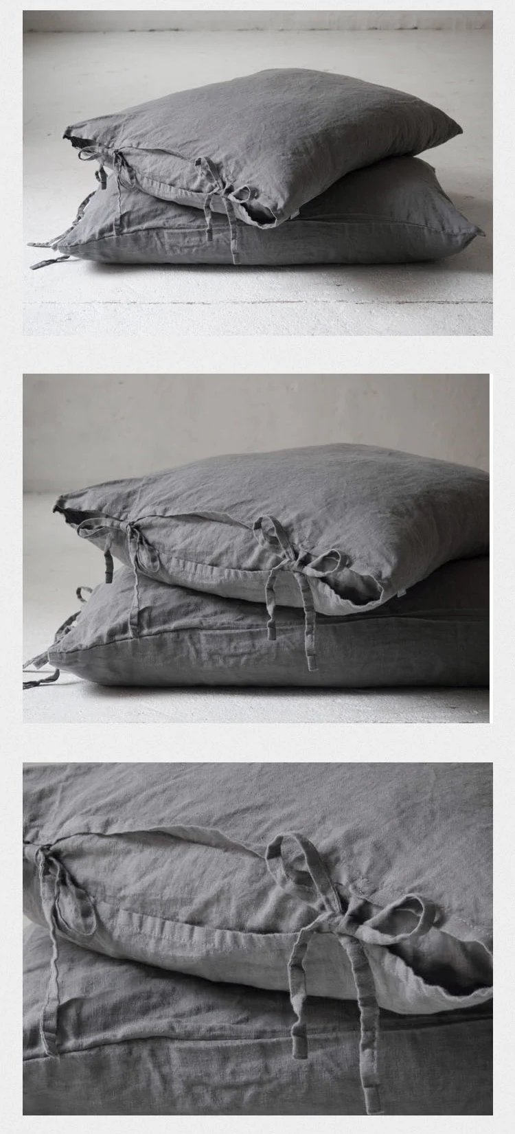 Solid Color Pure Linen Throw Pillow Case Euro Sham for Bed,Custom Size Bowknot Cushion Cover Decoration Pillowcase,Dark Blue