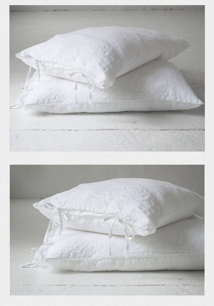 Solid Color Pure Linen Throw Pillow Case Euro Sham for Bed,Custom Size Bowknot Cushion Cover Decoration Pillowcase,Dark Blue