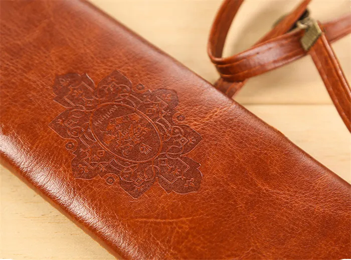 Fashion Vintage Roll PU Leather Pencil Case Twilight Pen Pouch Student Stationery Gift Woman Cosmetic Storage Bag Pencilcase