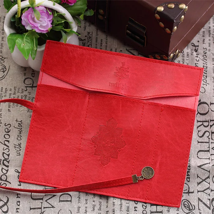 Fashion Vintage Roll PU Leather Pencil Case Twilight Pen Pouch Student Stationery Gift Woman Cosmetic Storage Bag Pencilcase