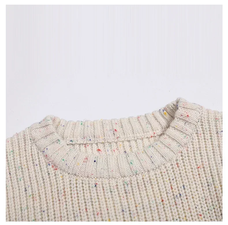 New Auterm&Winter Baby Loose Sweater Knitted Boy Girl Clothes Round Neck Kid Toddler Pullover Baby Solid Chunky Outerwear DGUKYM