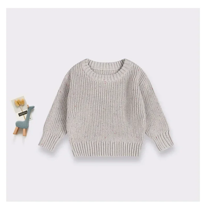 New Auterm&Winter Baby Loose Sweater Knitted Boy Girl Clothes Round Neck Kid Toddler Pullover Baby Solid Chunky Outerwear DGUKYM