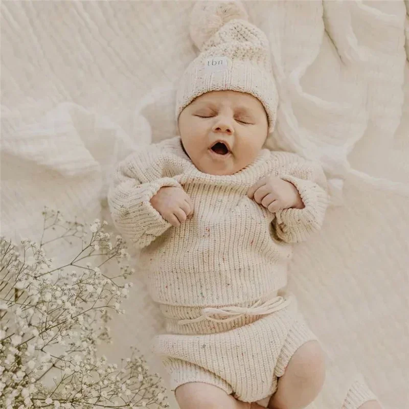 New Auterm&Winter Baby Loose Sweater Knitted Boy Girl Clothes Round Neck Kid Toddler Pullover Baby Solid Chunky Outerwear DGUKYM