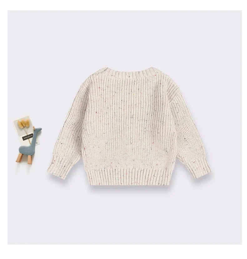 New Auterm&Winter Baby Loose Sweater Knitted Boy Girl Clothes Round Neck Kid Toddler Pullover Baby Solid Chunky Outerwear DGUKYM