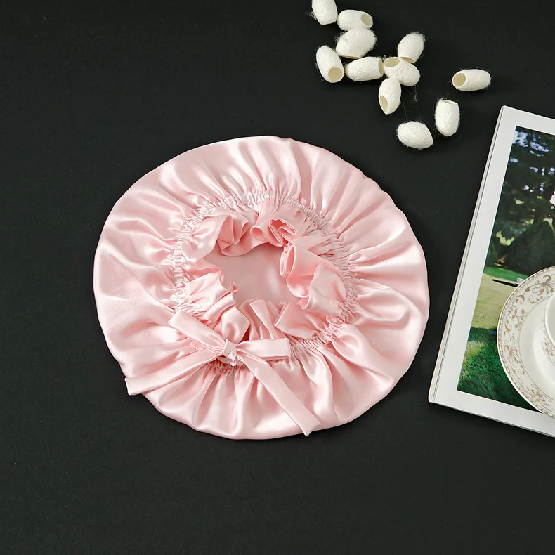 Winsleter,Women Double Layer Sleeping Night Cap 100% Real Silk Bonnet,Pure Hair Wrap Elastic Headwrap 2024 Summer A43753JC