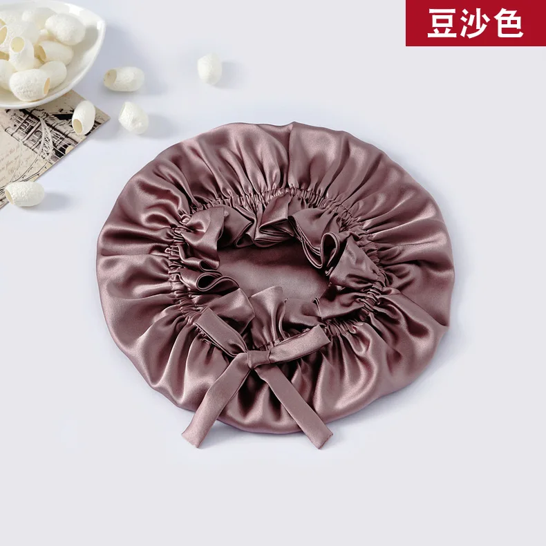 Winsleter,Women Double Layer Sleeping Night Cap 100% Real Silk Bonnet,Pure Hair Wrap Elastic Headwrap 2024 Summer A43753JC