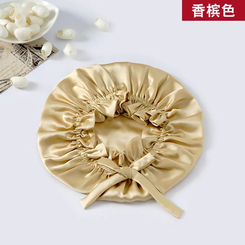Winsleter,Women Double Layer Sleeping Night Cap 100% Real Silk Bonnet,Pure Hair Wrap Elastic Headwrap 2024 Summer A43753JC