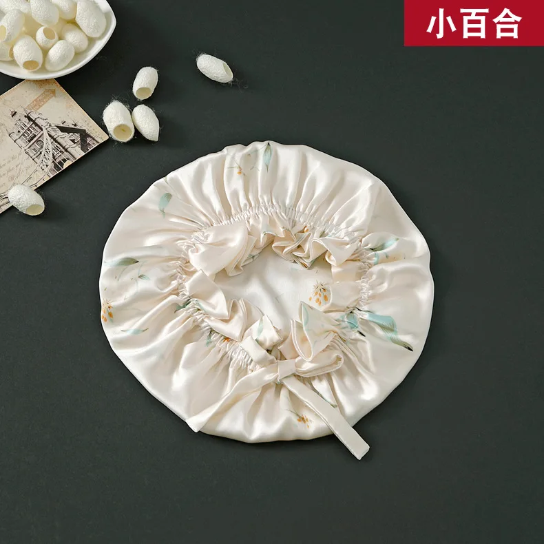 Winsleter,Women Double Layer Sleeping Night Cap 100% Real Silk Bonnet,Pure Hair Wrap Elastic Headwrap 2024 Summer A43753JC