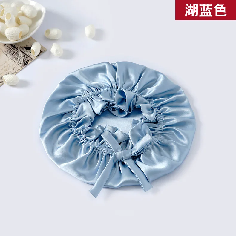 Winsleter,Women Double Layer Sleeping Night Cap 100% Real Silk Bonnet,Pure Hair Wrap Elastic Headwrap 2024 Summer A43753JC