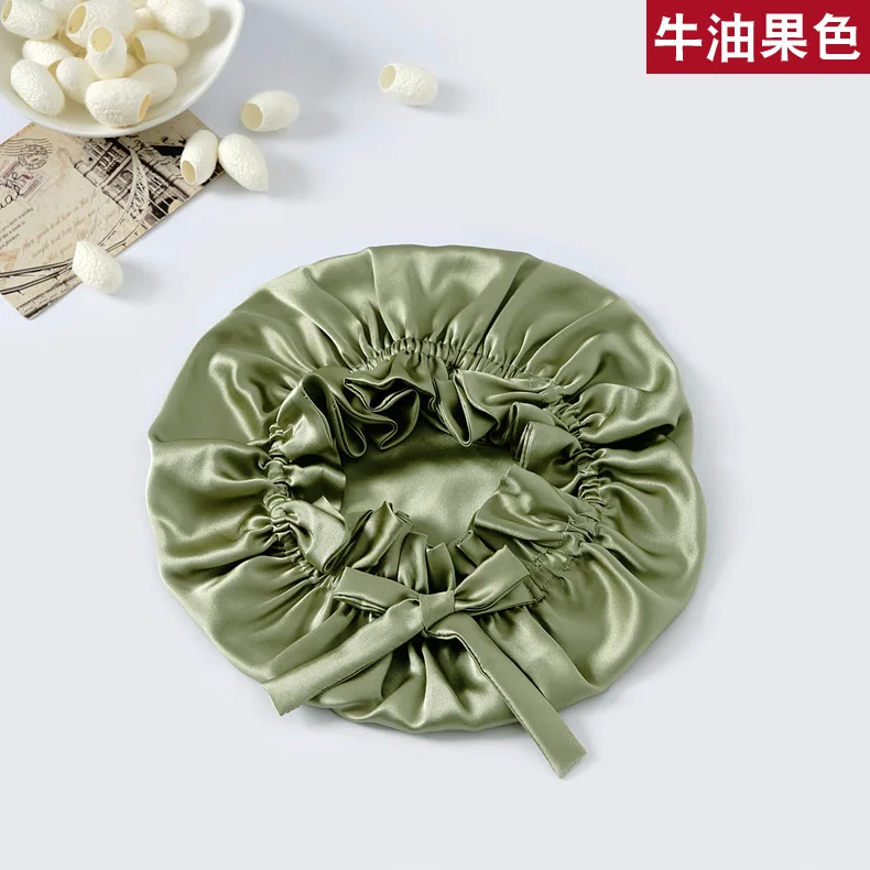Winsleter,Women Double Layer Sleeping Night Cap 100% Real Silk Bonnet,Pure Hair Wrap Elastic Headwrap 2024 Summer A43753JC