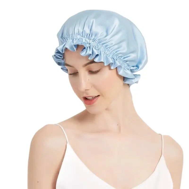 Winsleter,Women Double Layer Sleeping Night Cap 100% Real Silk Bonnet,Pure Hair Wrap Elastic Headwrap 2024 Summer A43753JC