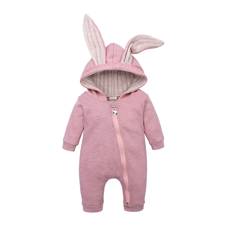 Spring Autumn Newborn Baby Clothes Bunny Baby Rompers Cotton Hoodie Newborn Girl Onesies Fashion Infant Costume Boys Outfits