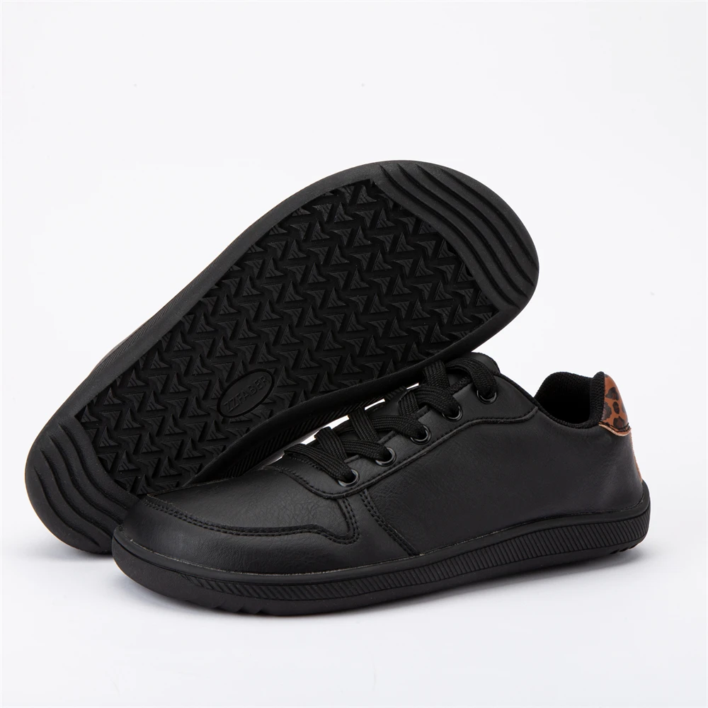 ZZFABER Barefoot Shoes Soft Leather Sneakers Minimalist Casual Shoes for Women Men Unisex Sneakers