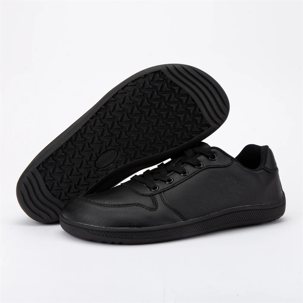 ZZFABER Barefoot Shoes Soft Leather Sneakers Minimalist Casual Shoes for Women Men Unisex Sneakers