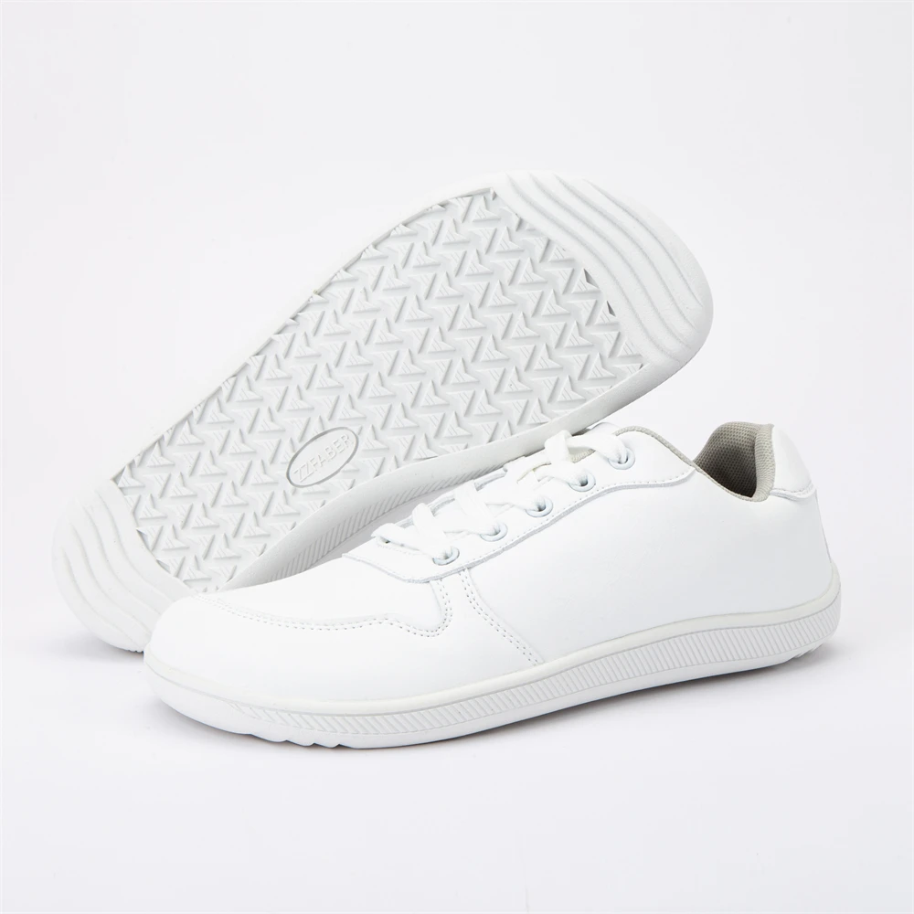 ZZFABER Barefoot Shoes Soft Leather Sneakers Minimalist Casual Shoes for Women Men Unisex Sneakers