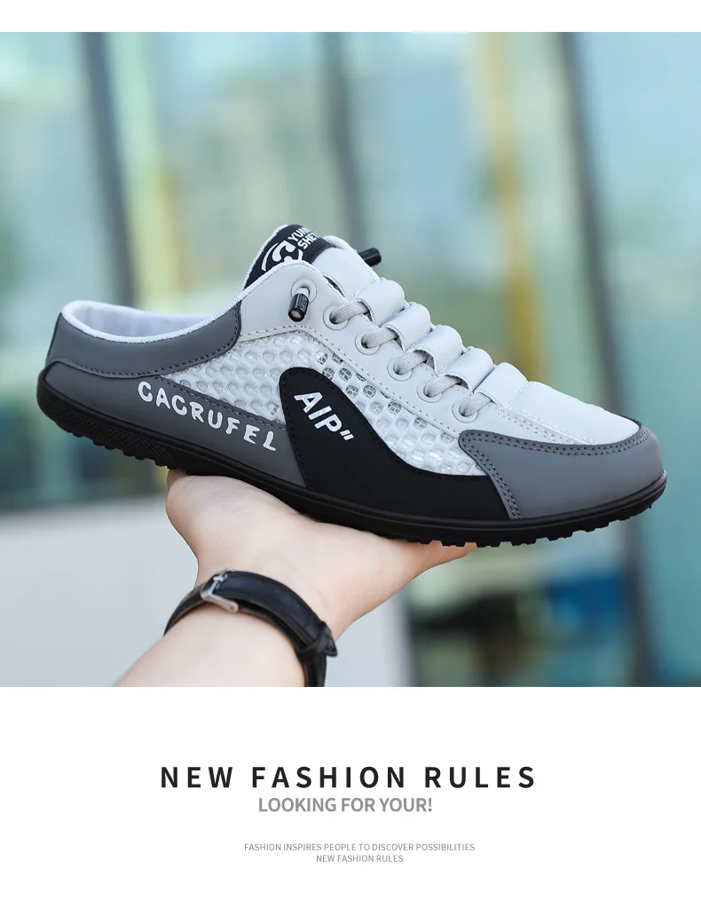 Men's Fashion Soft-soled Half Slippers Summer Men Trendy Bottom Casual Shoes Soft Sole Support Shoes Sneakers Zapatos De Hombre
