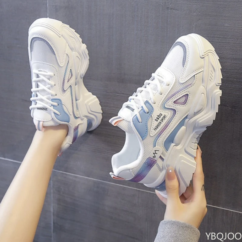 Large Size Autumn Fashion Breathable Lightweight Casual Comfortable Women's Shoes Versatile Flat Bottom Women's Sports Dad Shoes