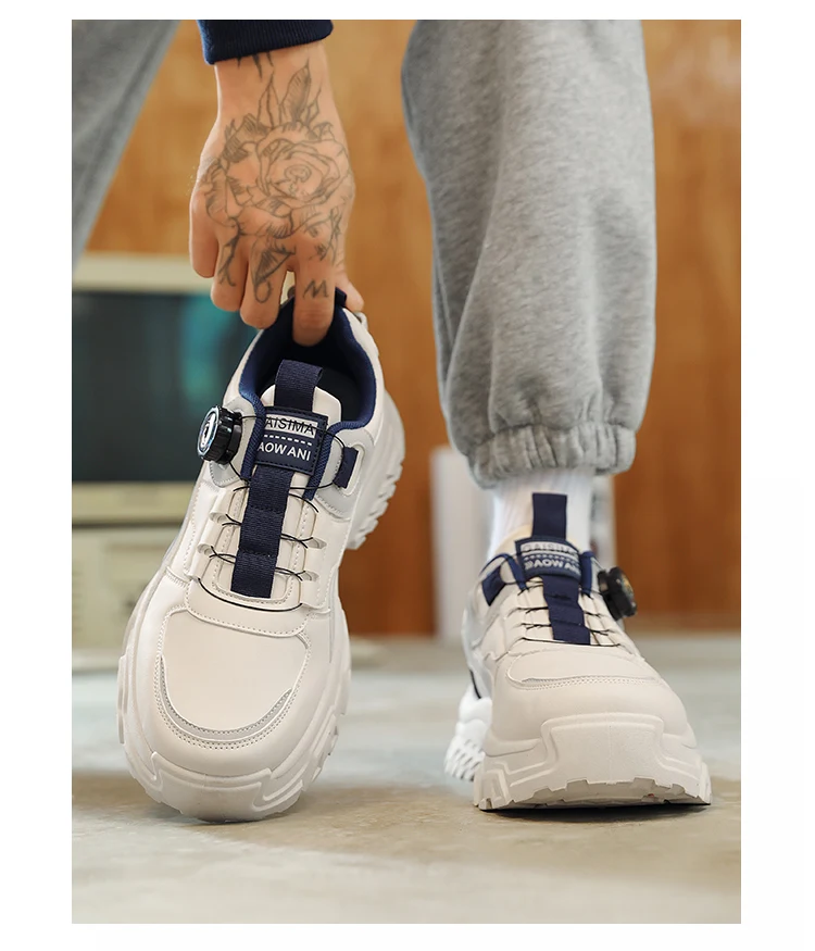 Autumn New Men's Sports Shoes, Versatile High-Top Trendy Thick-Soled Running Shoes, Casual Fashion Sneakers Suitable for Outdoor Activities