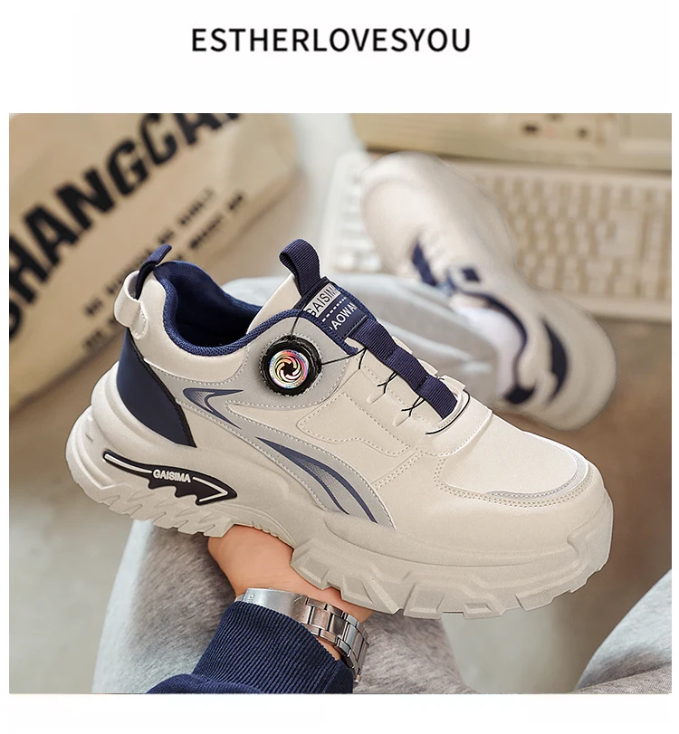 Autumn New Men's Sports Shoes, Versatile High-Top Trendy Thick-Soled Running Shoes, Casual Fashion Sneakers Suitable for Outdoor Activities