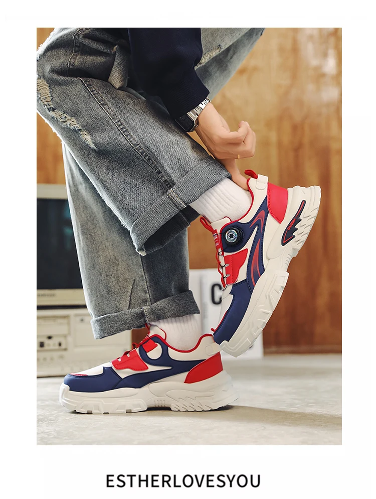 Autumn New Men's Sports Shoes, Versatile High-Top Trendy Thick-Soled Running Shoes, Casual Fashion Sneakers Suitable for Outdoor Activities