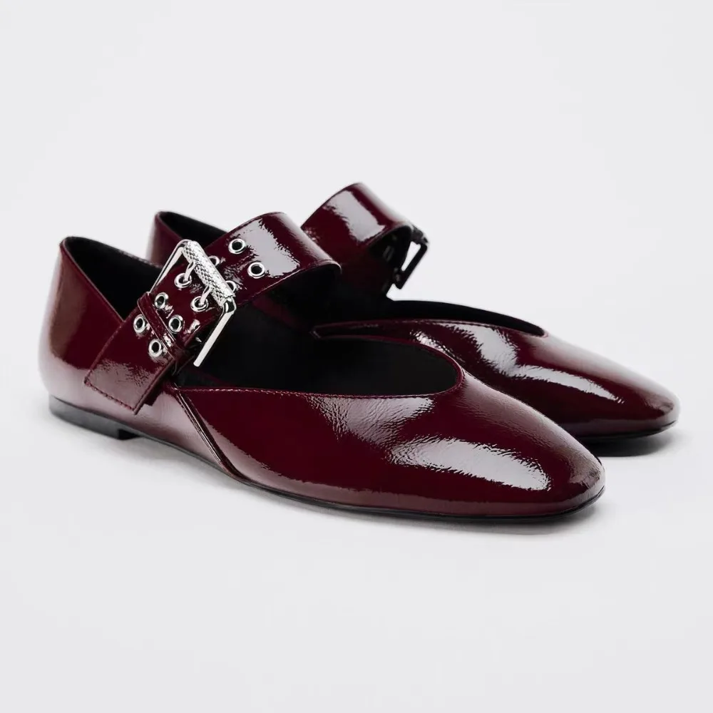 Spring 2026 Women's Flat Shoes Black Buckle Decorated Leopard Print Ballet Style Fashionable Korean Version Single Shoes