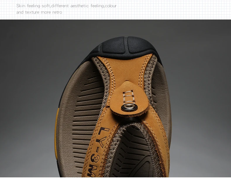 Genuine Cow Leather Shoes Men Sandals Mens Flip Flops Men's Casual Shoes Classic Massage Beach Slippers Anti-slip Summer 2021
