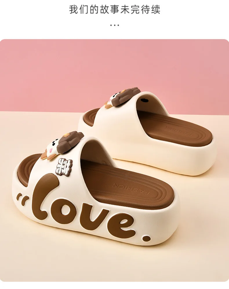 EVA Thick Soled Slippers for Women Cute Cartoon Casual Anti-Slip, Anti-Odor, Cool High-Heeled Slippers Women's Slippers